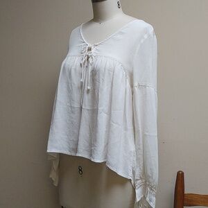 Tally Weijl Ivory Crepe Peasant Style Top